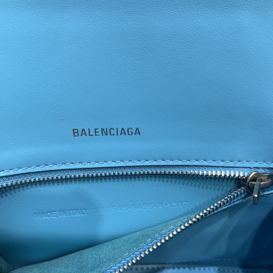 Balenciaga Hourglass Small Handbag Crocodile Embossed Shoulder Bag Sky Blue